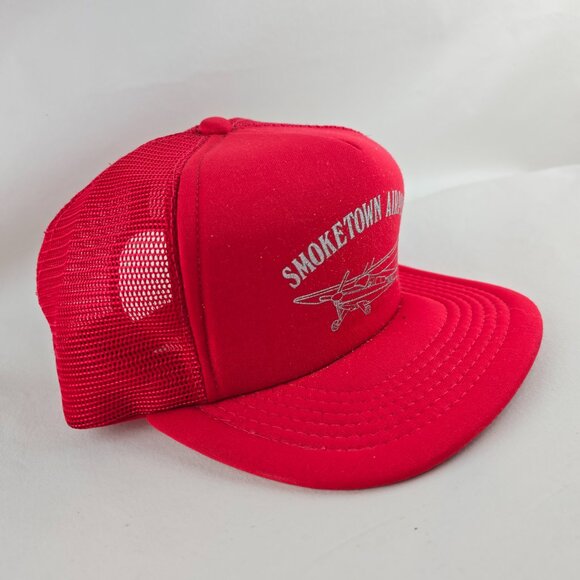 Smoketown Airport Men One Size Red Trucker Hat Mesh Snapback Pilot Plane Vintage - Picture 2 of 8